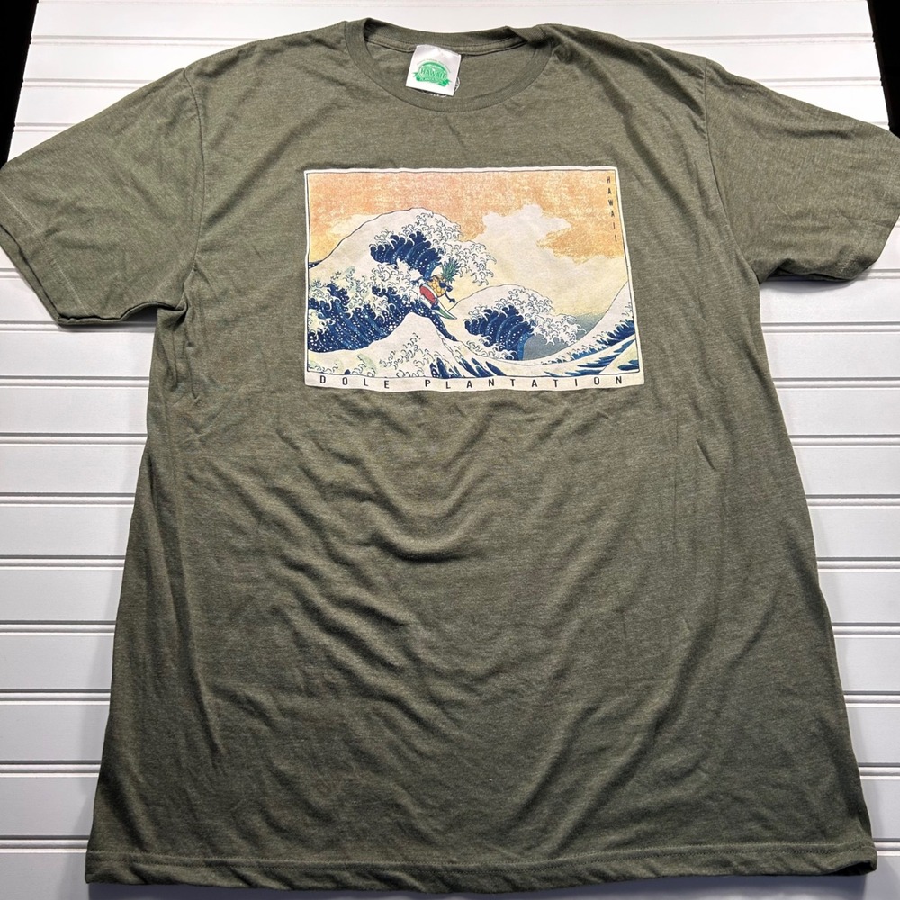 The Duck Company Dole Plantation Hawaii Shirt Mens L Green Great Wave Pineapple - Picture 2 of 7
